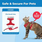 Voyager Escape Proof Cat Harness and Leash Set with Reflective Stitching, Neoprene Handle 5ft - Supports Small, Medium and Large Cats, Kittens for Walking by Best Pet Supplies - Red, XS