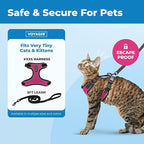 Voyager Escape Proof Cat Harness and Leash Set with Reflective Stitching, Neoprene Handle 5ft - Supports Small, Medium and Large Cats, Kittens for Walking by Best Pet Supplies - BT-Fuchsia, XXXS