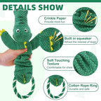KOOLTAIL Alligator Dog Toys, Tough Plush Dog Chew & Squeaky Toys with Crinkle Paper, Interactive Training & Tug of War Puppy Teething Toy for Indoor Outdoor Play, Pet Toy for Small Medium Large Dogs