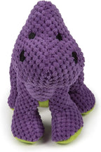 goDog Dinos Bruto Checkers Tough Plush Toy with Chew Guard Technology, Durable Checkered Fabric & Squeaker for Active Play, Purple, Large