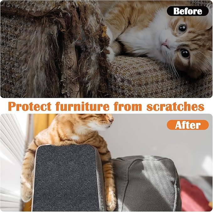 Cat Scratch Furniture Protector - 118" x 13.8" Trimmable Self-Adhesive Cats Claws Scratch Pads, DIY Cat Climbing Couch Protector for Scratch Post Cat Tree Replacement Indoor (Dark Gray)
