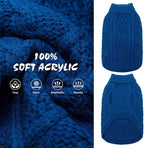 BINGPET Thermal Knitted Dog Sweater for Small Medium Large Dogs,Winter Dog Cat Coat Warm Sweartershirts Outfits,Classic Cable Knit Turtleneck Pullover Dog Jumper Coat Warm Sweartershirts(Blue,ML)