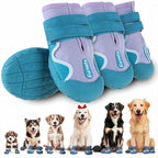 Dog Shoes for Large Small Medium Dogs,Dog Booties for Indoor Hardfloors Anti-Slip,Reflective Strip Waterproof Dog Boots & Paw Protectors for Outdoor Walking Hot Pavement,Winter Snow (Purple-7)