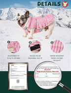 SPACE LION Dog Puffer Jacket, Down Winter Coat, Durable Outdoor Coat for Cold and Windy Conditions, Waterproof, Lightweight Jacket, Adjustable Fit for Small, Medium, Large Dogs(Pink,12/M)