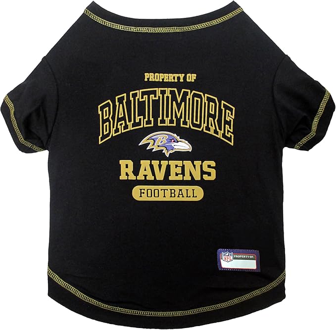 NFL Baltimore Ravens Dog T-shirt X-Large. - Licensed Shirt for Pets Team Colored with Team Logos- Premium Stretchable Materials for the comfort of your Dog & Cat