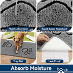 Super Absorbent Dog Door Mat, 48"*30“ Anti Slip Mat for Muddy Paws, Pet Rugs for Dirty Paws Washable That Absorbs Moisture and Dirt, for Dog Cage and Pet Resting Carpet