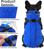 Dogcheer Dog Coat with Harness, Waterproof Warm Dog Winter Jacket with Pockets, Reflective Pet Fleece Jacket Turtleneck Snowsuit for Small Medium Large Dogs - Blue, 2XL