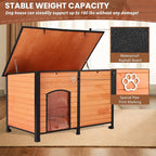 Outdoor Dog House, 55” Extra Large Wooden Dog House with Anti Bite Iron Frame Weatherproof Finish Outside Paw Print Dog House for Large and Medium Dogs (Brown, 55" Dog House)