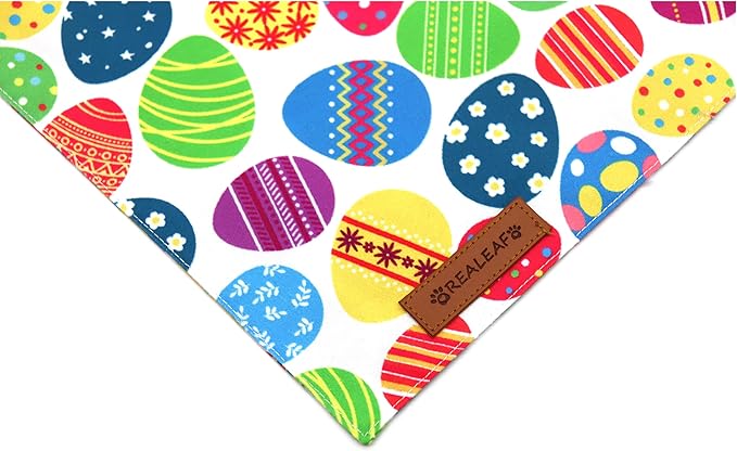 Realeaf Easter Dog Bandanas 2 Pack, Triangle Reversible Pet Scarf for Boy and Girl, Premium Durable Fabric, Holiday Bandana for Small Medium Large and Extra Large Dogs (Small)