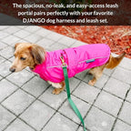 DJANGO Dog Jacket & Raincoat – Lightweight Water-Resistant Coat for Small, Medium & Long Dogs Like Dachshunds – Reflective, Adjustable Fit, Harness-Compatible & Easy-Access Harness Hole - Pink, Large