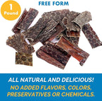 123 Treats Esophagus Dog Treats - (Free Form - 1 lb) 100% Natural, Flat Gullet Sticks for Dogs, Beef Jerky Dog Treats Strips, NO Preservatives, Hormones, or Antibiotics