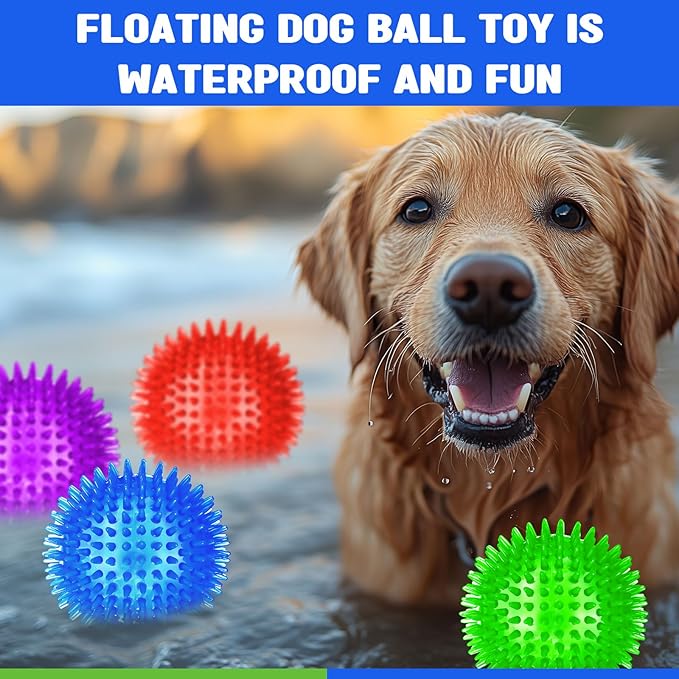 8 Pack 4.5 Heavy Duty Squeaky Dog Balls for Medium Large Dogs Large Spiky Ball Toys for Aggressive Chewers Pet Training Clean Teeth Outdoor, 4 Colors