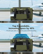 Pecute Expandable Pet Carrier Airline Approved Dog Cat Carrier, Breathable Soft-Sided with Locking Zippers, Pet Travel Bag for Small Dog Cat Leakproof Pee Pad (Dark Green)