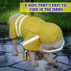 Dog Raincoat, Adjustable Rain Jacket with Hooded Double Layer for Large Medium Small Dogs Puppies, Lightweight Waterproof Rain Coat Poncho with Reflective Stripe Yellow,XXL