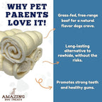 Amazing Dog Treats - Beef Cheek Rolls (Mega Thick 5-6" - 8 Pcs) - Safe Rawhide Alternative Dog Chew - Great for Power Chewers - Long Lasting Dog Chew - Retriever Rolls for Dogs