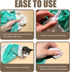 Cat Shower Bag with Removable Hood - Green Mesh Cat Bathing Bag for Stress-Free Bath, Nail Clipping & Grooming, Comfortable Cat Washing Bag