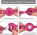 OOPSDOGGY Cat Collar for AirTag Holder, Leather Kitten Collars with Elastic Strap & Bell, Non Breakaway Adjustable Small Pet Collars for Indoor & Outdoor for Boy, Girl (Pink)