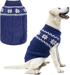 Warm Winter Pink Dog Sweater - Cold Weather Pet Clothes for Small Medium Large Dogs Indoor Outdoor, Soft Classic Knit Puppy Apparel Coat, Blue, XL