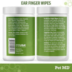 Dog Ear Cleaning Finger Wipes with Aloe Vera & Eucalyptus Oil – Veterinarian Formulated Pet Ear Wipes for Dog Ear Care – Made in USA – 50 Count