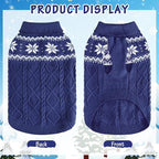 Warm Winter Pink Dog Sweater - Cold Weather Pet Clothes for Small Medium Large Dogs Indoor Outdoor, Soft Classic Knit Puppy Apparel Coat, Blue, XL