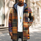 LIZALIG Long Hooded Cardigan Men Japanese Art Style Fashion Cool Graphic Coats Winter Warm Lined Fleece Jacket