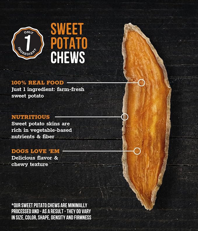 Wholesome Pride Sweet Potato Chews 100% All-Natural Single Ingredient Dog Treats, 16 oz