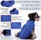 Queenmore Soft Fleece Dog Jacket, Warm Winter Coat with Leash Hole, Dachshund Sweaters for Small Dogs Cats Boy or Girl (Blue, S)