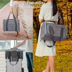 Petsfit Expandable Cat Carrier for 2 Cats Small Dog Carriers, Soft-Sided Portable Washable Pet Travel Carrier with Two Extension for Kittens, Puppies, Rabbits, 19 x 12x 12 inches, Light Grey
