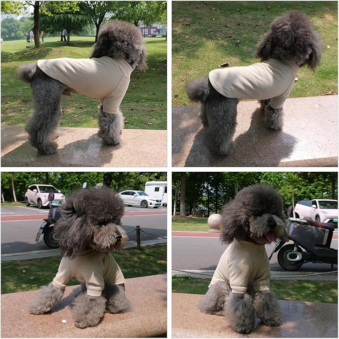 Lovelonglong Ribbed Dog T-Shirt Cotton Knitted Dog Sweaters for All Season Pet T-Shirts for Large Medium Small Dogs Beige S