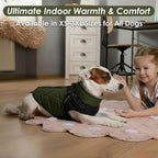 ASENKU Reflective Dog Coat with Built-in Harness, Windproof Fleece-Lined Dog Jacket for Small, Medium, Large Dogs, Warm Winter Vest with Turtleneck & Zipper (Green XL)
