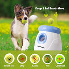 Pet Prime Automatic Dog Ball Thrower Launcher for Small and Medium Dogs, Interative Dog Fetch Machine with 3 Tennis Balls (2'') for Indoor/Outdoor Throwing Game Launch Distance 10-30ft