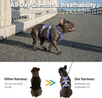Huntboo Escape Proof Dog Harness, No Pull Reflective Harness with Lift Handle, Adjustable Pet Vest with Front and Back Leash Clips for Small Medium Large Dogs Walking Hiking Training (Vista Blue,L)