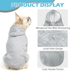 EXPAWLORER Textured Cable Knit Basic Dog Hoodie, Elevated Style Dog Sweater with Leash Hole and Pocket, Soft and Warm Pet Winter Coat, Cold Weather Clothes for Small Medium Large Dogs Cats,Grey XS