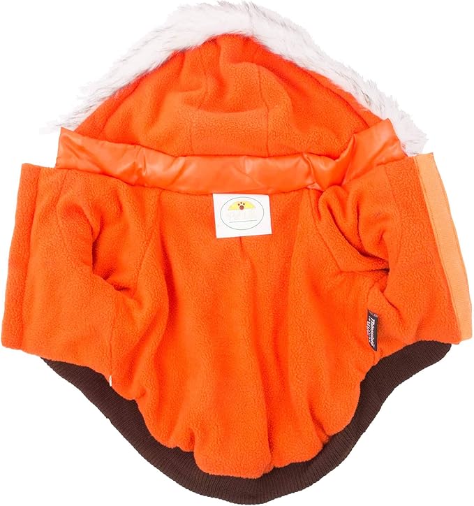 PET LIFE Classic Metallic Fashion Pet Dog Coat Jacket Parka w/ 3M Insulation and Removable Hood, Small, Metallic Orange