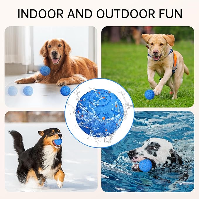 Interactive Dog Toys Dog Ball,Durable Motion Activated Automatic Rolling Toys for Medium/Large Dogs,Automatic Moving, Bouncing,and Rotating,E-TPU Material, IP54 Waterproof (Blue)
