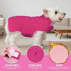 cyeollo Warm Dog Coat Sherpa Dog Winter Coat, Reversible Fleece Dogs Jackets Sweater Vest for Small Medium Dogs Male with Leash Hole, Soft Cold Weather Pet Clothes, Fuchsia XL