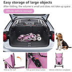 FDW 3-Wheel Pet Stroller Foldable Dog Cat Jogger Stroller Durable Travel Folding Carrier with Storage Basket Cup Holder,Peach Pink