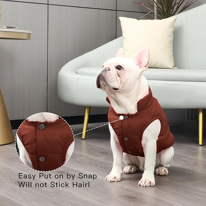 2 Layers Fleece Lined Warm Dog Jacket for Winter Cold Weather,Soft Windproof Large Dog Coat,Brown XXXL