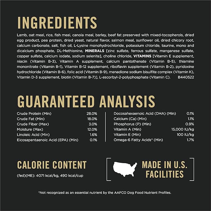 Purina Pro Plan Sensitive Skin and Stomach Puppy Food Lamb and Oat Meal Formula - 4 lb. Bag