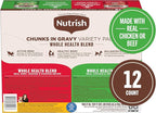 Nutrish Whole Health Blend Chunks in Gravy Variety Pack Wet Dog Food, 13 oz. Can, 12 Count (Rachael Ray)