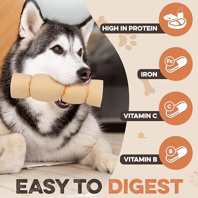 Premium Beef Cheek Rolls for Dogs 5-7" - (10-Pack) Long Lasting, Safe & Natural Rawhide Alternative Chews, Ideal for Large Dogs & Aggressive Chewers, Supports Dental Health & Digestion