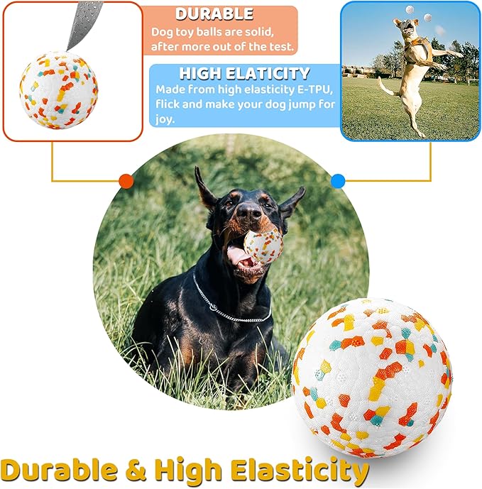Dog Balls, Indestructible Dog Toy Ball for Aggressive Chewers, Durable High Elasticity Interactive Ball for Training Dog Catch and Fetch, Large Medium Small Dog and Puppies(3in, 4pcs)
