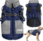 Mosucoirl Warm Dog Coats Pet Clothes, Waterproof Dogs Jacket Reflective Pet Outfits Winter Dog Cold Weather Coat Cozy Snow Jackets Vest for Small Medium Large Dogs Puppy Doggie (NavyBlue, S)