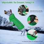 Dogcheer Warm Dog Coat, Waterproof Dog Jacket Christmas Puppy Winter Coat with Buckle, Reflective Adjustable Pet Snow Jacket Turtleneck Fleece Sweater for Small Medium Large Dogs - Green, L