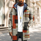 LIZALIG Long Hooded Cardigan Men Japanese Art Style Fashion Cool Graphic Coats Winter Warm Lined Fleece Jacket