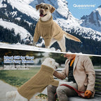 Queenmore Dog Sweaters for Medium Dogs Girls Boys,Soft Dog Sweater Christmas,Turtleneck Pullover Pet Sweaters Knitwear Outfit for Holiday,Knitted Soft Thick Warm Sweater for Bulldog,Dachshund(Camel,M)