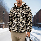 Men's Camouflage Hunting Fleece Lined Hoodie Camo Jackets Zip Up Long Sleeve Casual Winter Coats Hood Outerwear