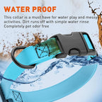 Dogline Biothane Waterproof Dog Collar with Quick Release Buckle Strong Coated Nylon Webbing with Odor- Proof for Easy Care Easy to Clean Fits Small Medium Large Dogs, Cyan Blue 3/4" W 12-19" L
