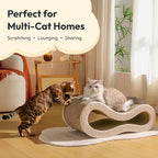 Cloud Lounge Cat Scratching Pad, Reversible Scratch Board with Natural Curves for Freestyle Scratching & Ergonomic Support, Extra Wide Cat Bed for Large Cats, Premium Cardboard & Cozy Fabric