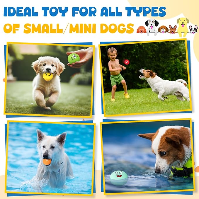 Hungdao 40 Pcs Bulk Dog Squeaky Toys Soft Rubber Latex Dog Toys Small Squeaky Balls Interactive Fetch Balls for Teething Small Pet Breeds Training(Funny Face)